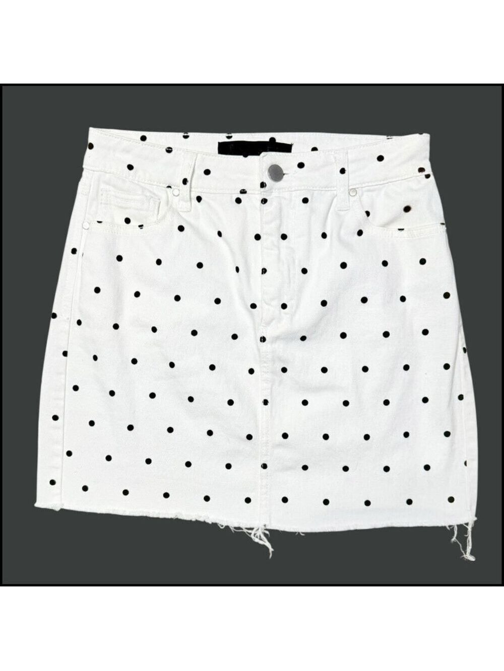 Tinsel White Polka Dot Denim Mini Skirt Size 27